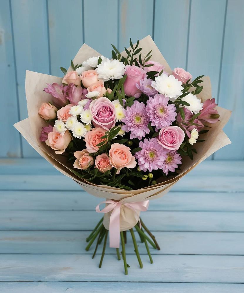 Букет цветов из: Хризантемы, Розы и Альстромерии в Панахесе