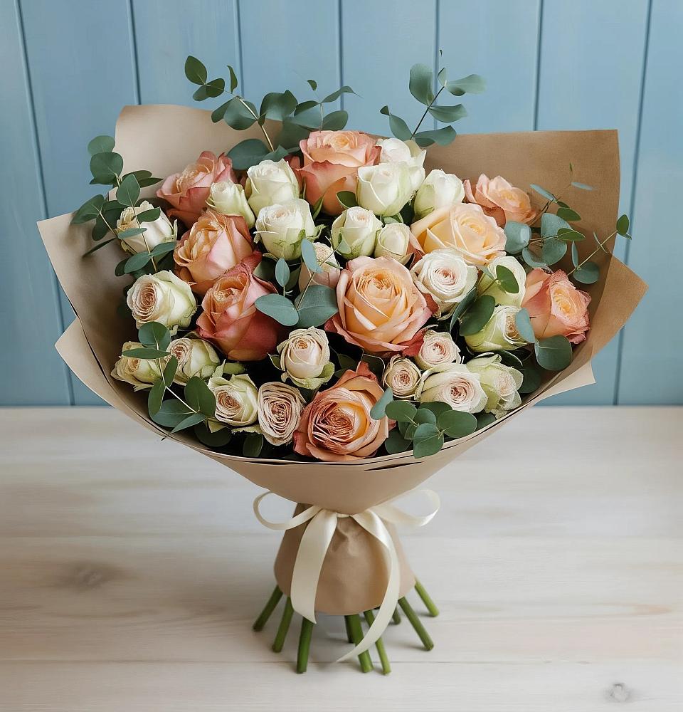 Букет цветов из: Альстромерии и Розы в Панахесе