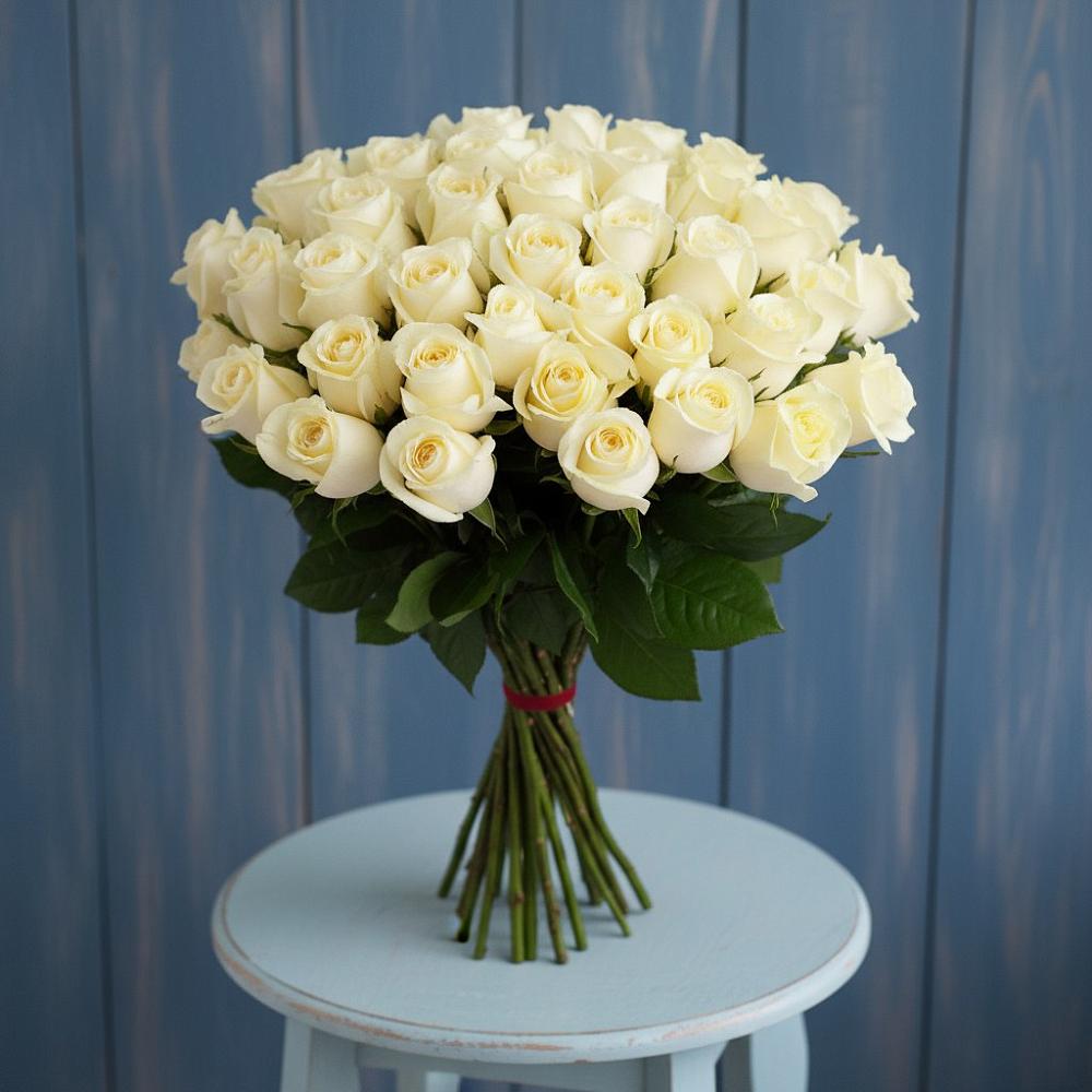 Букет 51 Белая роза Эдлесс Лав в Панахесе