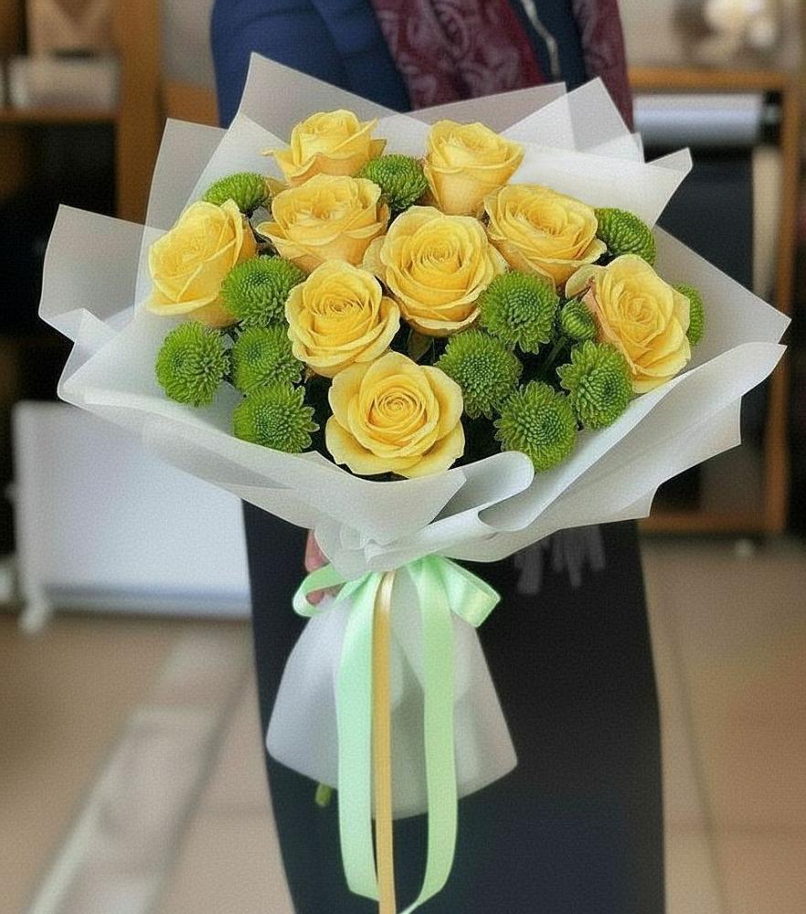 Букет цветов из: Хризантемы и Розы в Панахесе