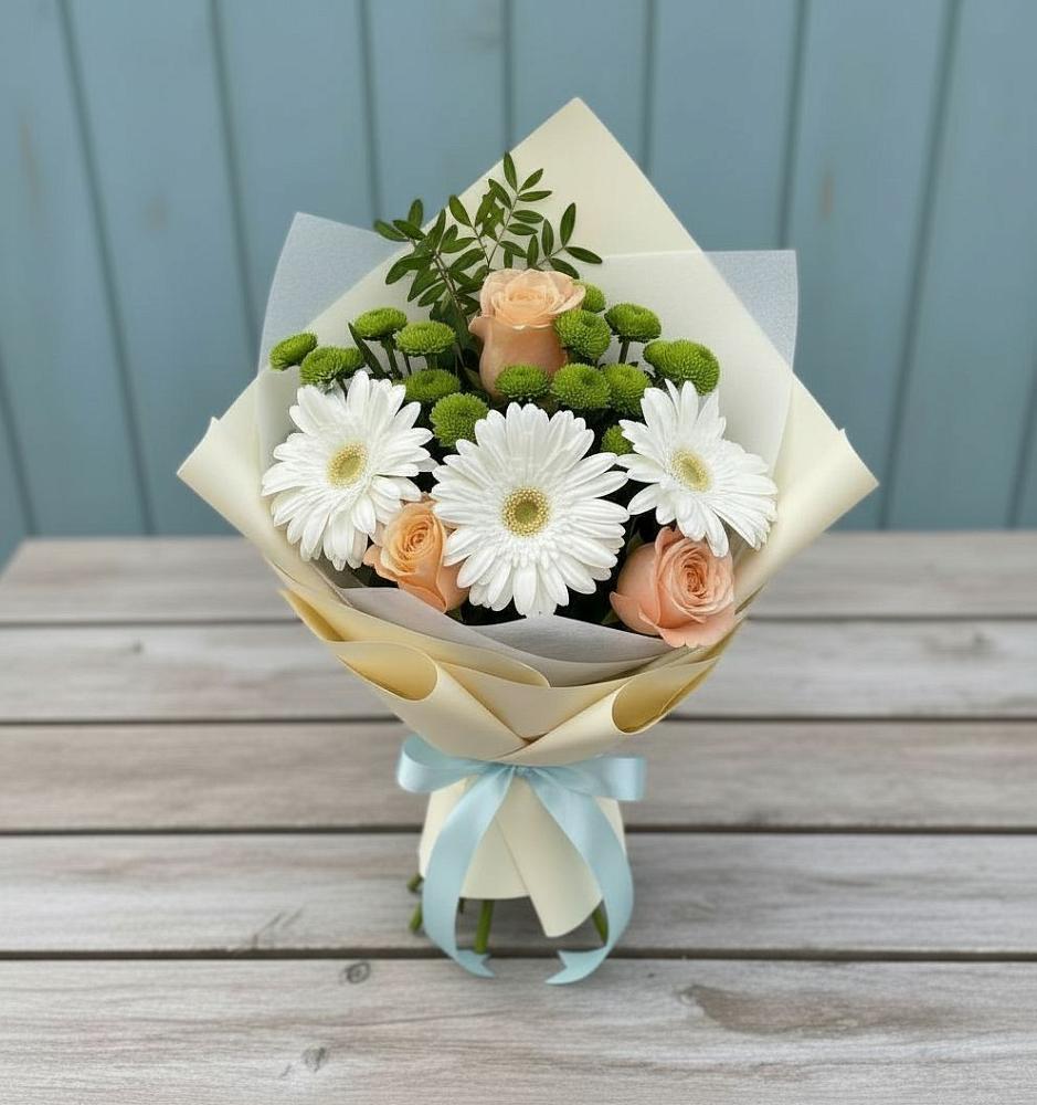Букет цветов из: Герберы, Розы и Хризантемы в Панахесе