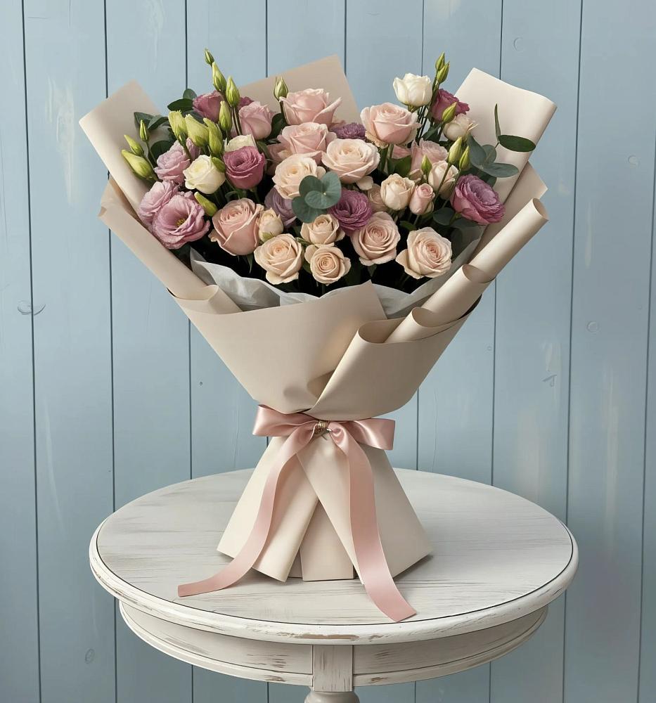 Букет цветов из: Розы и Лизиантусы в Панахесе