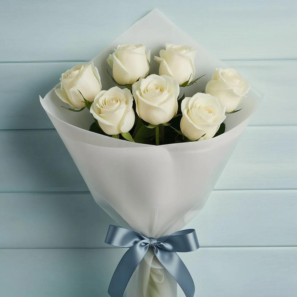 Букет 7 Белых роз Эдлесс Лав в Панахесе